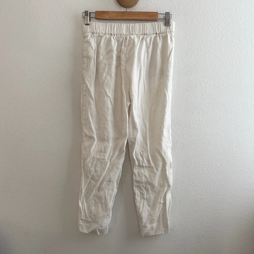 Aritzia Babaton White Linen Blend Pants